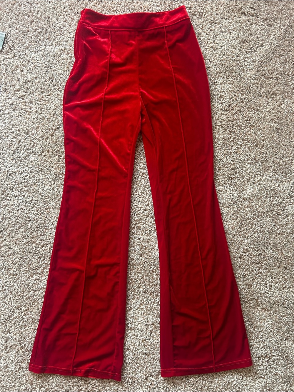 Red Velvet Flare Pants